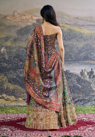 Rang mahal multicolor jamewar lehenga set