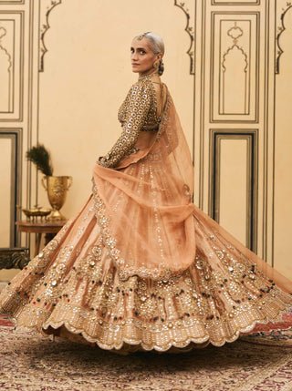 Chaand baali orange jewel lehenga set