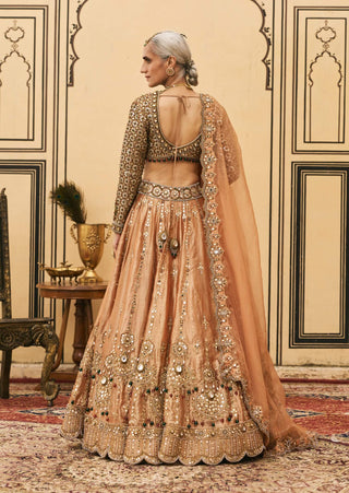 Chaand baali orange jewel lehenga set