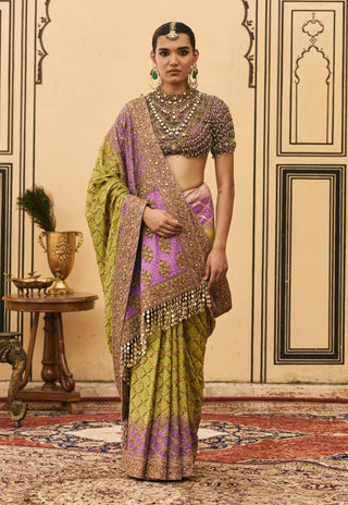 Jambavan ombre georgette sari set