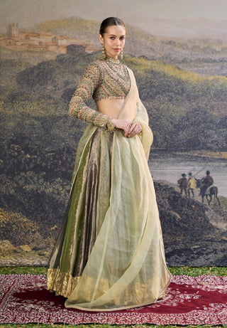 Zarreen black green jadau lehenga set