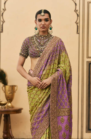 Jambavan ombre georgette sari set