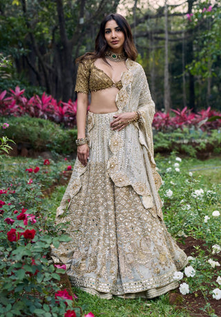 Shahi saaz ivory brown lehenga set