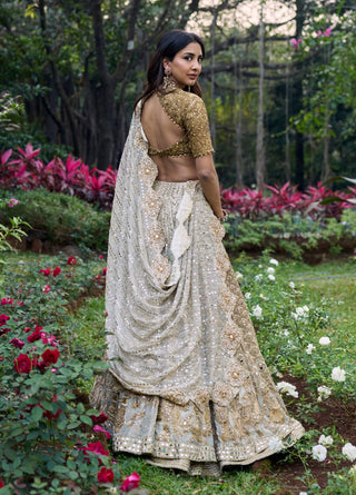 Shahi saaz ivory brown lehenga set