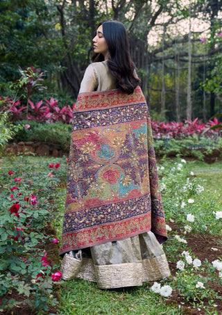 Zarbaft grey angrakha and shawl