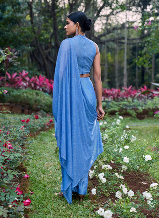 Neel tara blue crystal sari and blouse