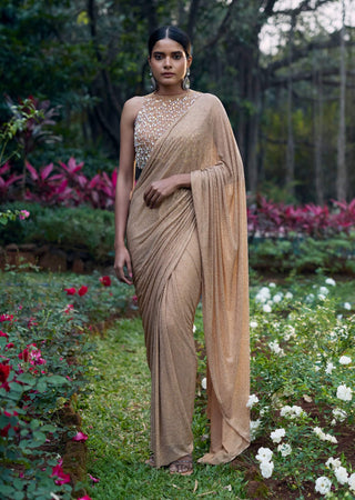 Kanak tara gold crystal sari and blouse