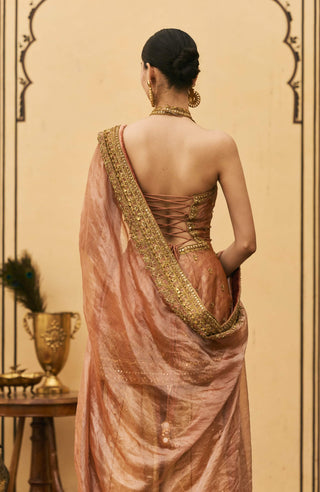 Peach zardozi brocade gharara set