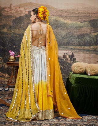 Surabhi Yellow White Lehenga Set by Itrh available on Indiaspopup.com