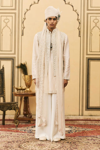 Ivory layered chanderi bundi set