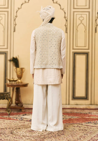 Ivory layered chanderi bundi set