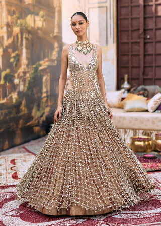 Dark gold titeeksha lehenga and blouse