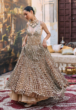 Dark gold titeeksha lehenga and blouse