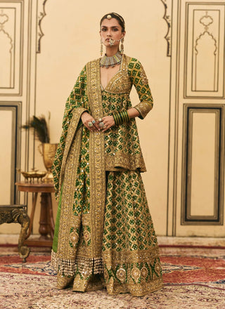 Hari zardozi peplum sharara set