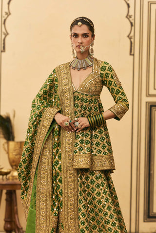Hari zardozi peplum sharara set