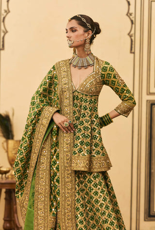 Hari zardozi peplum sharara set