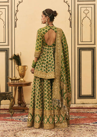 Hari zardozi peplum sharara set