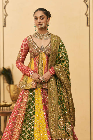 Rangila peplum bandhej lehenga set
