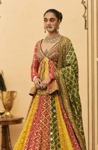 Rangila peplum bandhej lehenga set