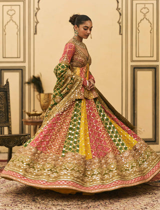 Rangila peplum bandhej lehenga set