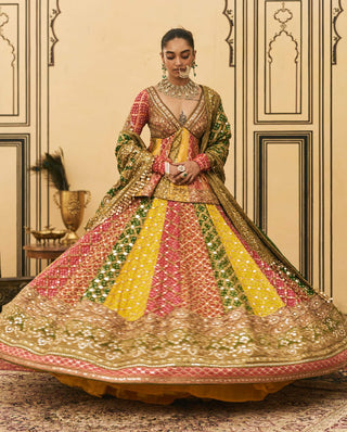 Rangila peplum bandhej lehenga set