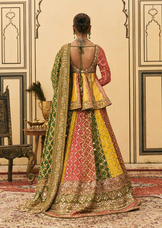 Rangila peplum bandhej lehenga set