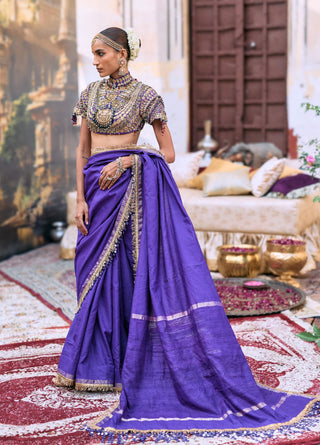 Purple vasudhara sari and blouse