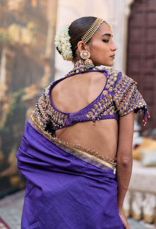 Purple vasudhara sari and blouse
