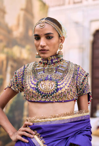Purple vasudhara sari and blouse