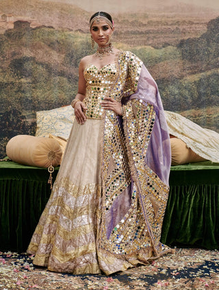 Nagma Gold Lehenga Set by Itrh available on Indiaspopup.com