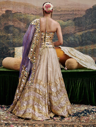 Nagma Gold Lehenga Set by Itrh available on Indiaspopup.com