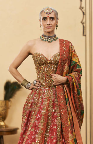 Samyukta corset brocade lehenga set