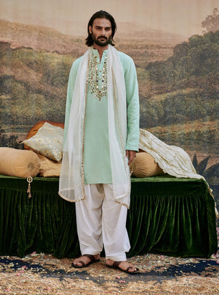 Aasmani Blue Kurta Set by Itrh Men available on Indiaspopup.com