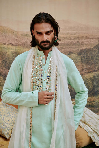 Aasmani Blue Kurta Set by Itrh Men available on Indiaspopup.com