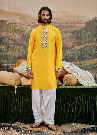 Khayalat-E Yellow Kurta Set by Itrh Men available on Indiaspopup.com