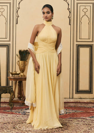 Butter yellow radiant georgette gown