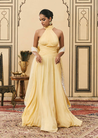 Butter yellow radiant georgette gown
