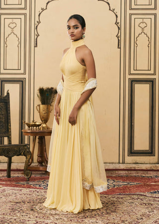 Butter yellow radiant georgette gown