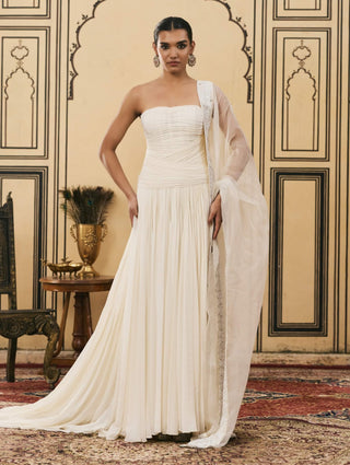 Ivory graceful georgette gown