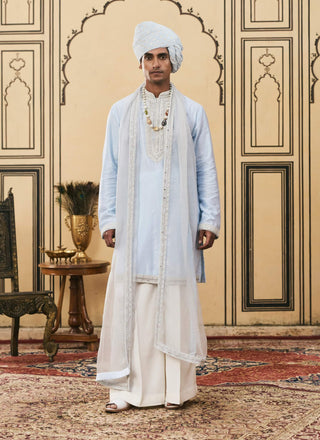 Powder blue airy chanderi kurta set