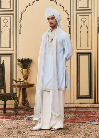 Powder blue airy chanderi kurta set
