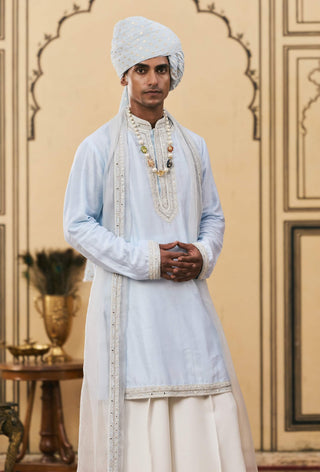 Powder blue airy chanderi kurta set