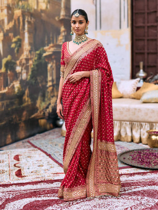 Red kumkum sari and blouse