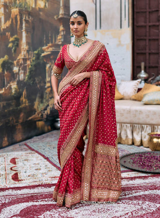 Red kumkum sari and blouse
