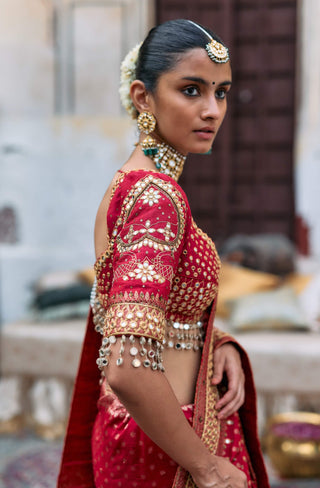Red kumkum sari and blouse