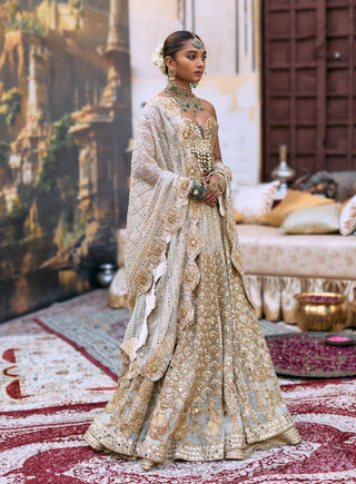 Ivory rajbaraat lehenga and sheeshya veil set