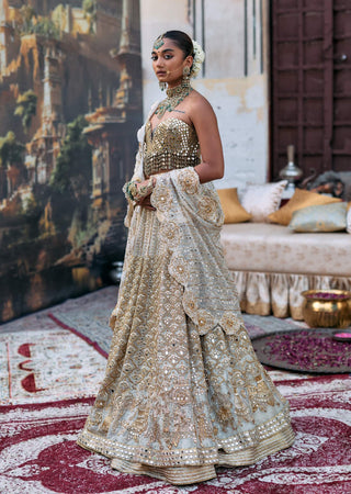 Ivory rajbaraat lehenga and sheeshya veil set