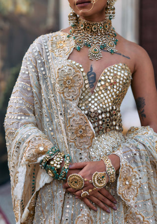 Ivory rajbaraat lehenga and sheeshya veil set