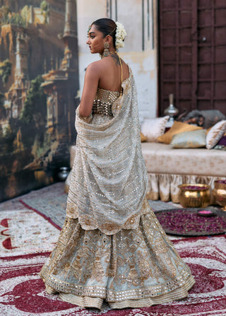 Ivory rajbaraat lehenga and sheeshya veil set