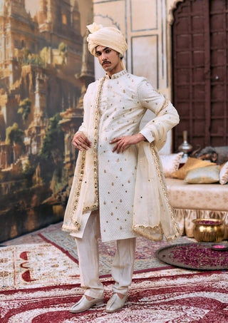 Ivory gajraj sherwani set